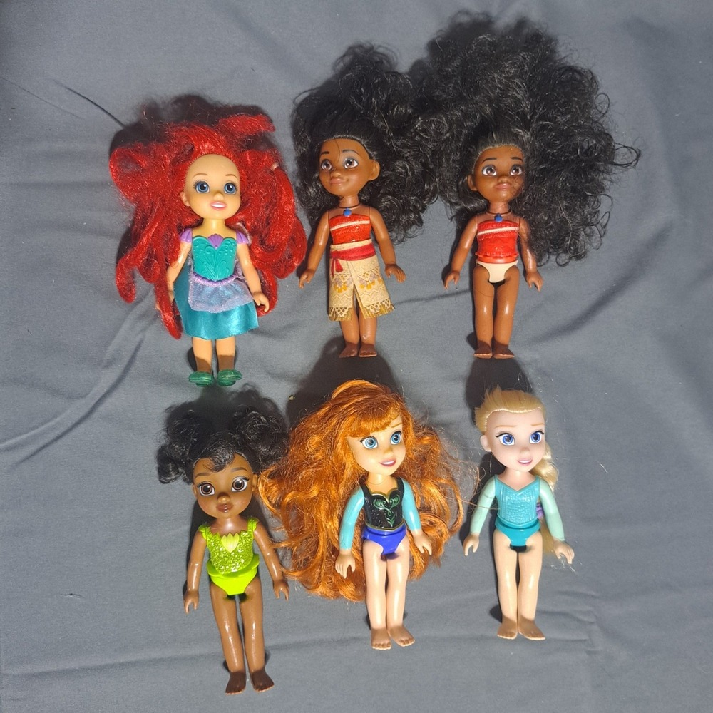 Disney 6" Petite Mini Dolls Moana Tiana Anna Elsa‎ Ariel